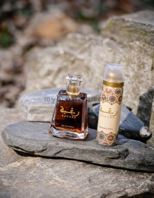 Луксозен арабски парфюм Lattafa Raghba 100ml + ДЕО спрей 50мл Ванилия, уд ,мускус, тамян, захар , сандалово дърво, мускус, кехлибар