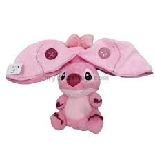Stich  Трансформираща плюшена играчка и  ключодържател - лило и стич  15см