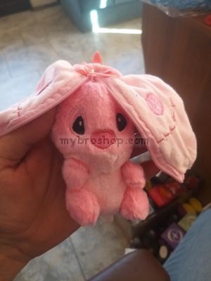 Stich  Трансформираща плюшена играчка и  ключодържател - лило и стич  15см