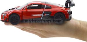 Метална кола AUDI R8 LM засилване с издърпване назад отваряеми врати светлина и звук 