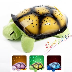 Музикална дестка нощна лампа костенурка проектираща 8 вида съзвездия в 3 различни цвята и 5 мелодийки 