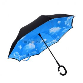 Двупластов чадър отварящ се на обратно различни разцветки 