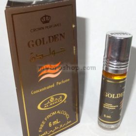 Арабско парфюмно олио - масло Al Rehab Golden 6ml аромат на дървото (oud), кехлибар, флорални нотки, карамел и ванилия 0% алкохол