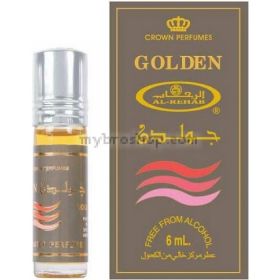 Дълготрайно арабско олио - масло Al Rehab Golden 6ml аромат на дърво (oud), кехлибар, флорални нотки, карамел и ванилия 0% алкохол