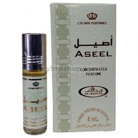 Дълготрайно арабско олио - масло Al Rehab  ASEEL 6ml  пушен дървесен мускус и следи от карамел и ванилия 0% алкохол
