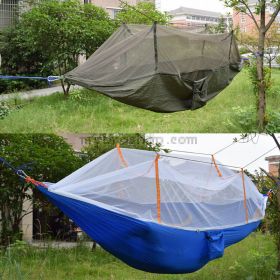 Удобен преносим двоен хамак от парашутна коприна - за отдих на открито, пикник, барбекю 280см / 150см товароносимост 220кг