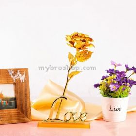  24K Златна роза с поставка- стойка LOVE  Вечен подарък за твоята половинка