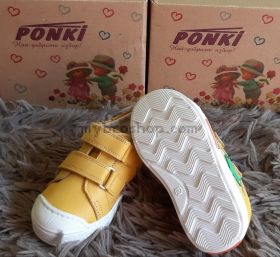 Спортни детски обувки PONKI естествена кожа жълт цвят 22-25