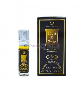 Арабско олио парфюмно масло от Al Rehab 6мл OUD & ROSE ориенталски аромат на кадифена роза,  бял мускус и кехлибар 0% алкохол