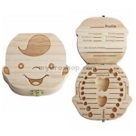 Дървена кутия за съхранение на бебешки - детски млечни зъби МОМЧЕ